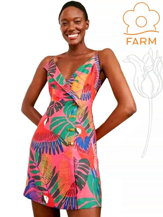 FARM Rio Dresses & Skirts - FARM RIO Macaw Side Buttons Mini Dress Multi